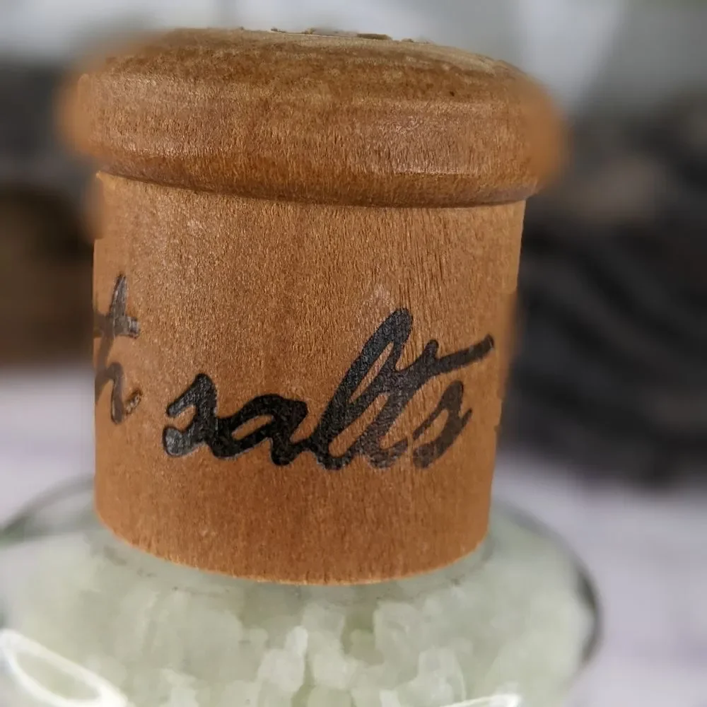 Green Bath Salts in Tall Decorative Bottle